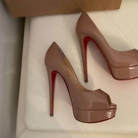 Christian Louboutin Lady Peep 150 Patent Calf pumps color nude, size 35.5 - Picture 6 of 8